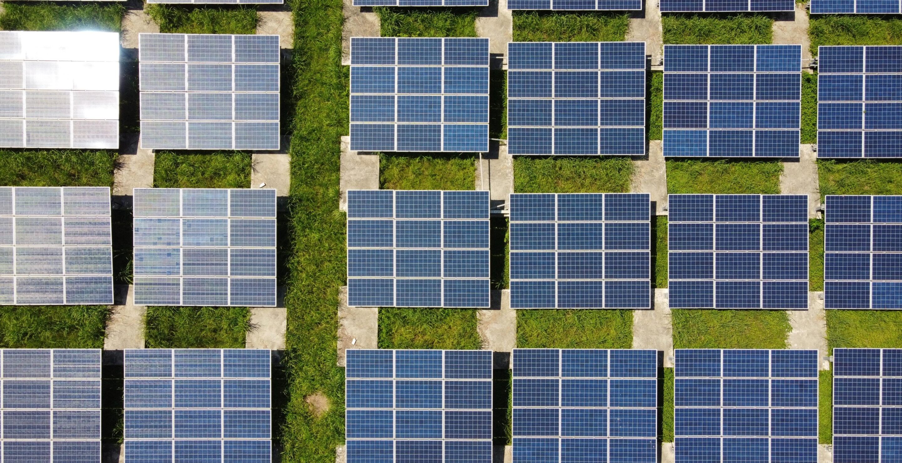 Aerial shot of solar panels